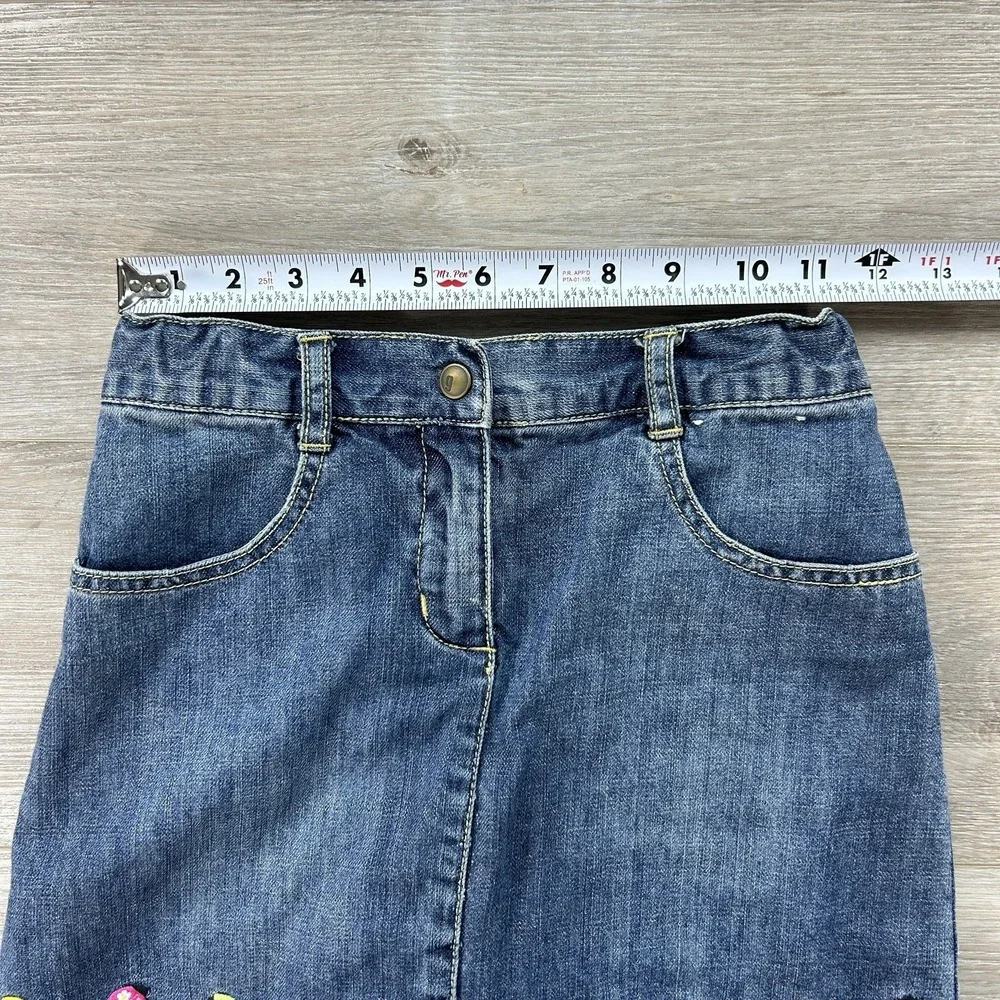 Gymboree Pretty Lady 2009 Denim Skirt‎ Skort Size 8 Embroidered Ladybugs Flowers